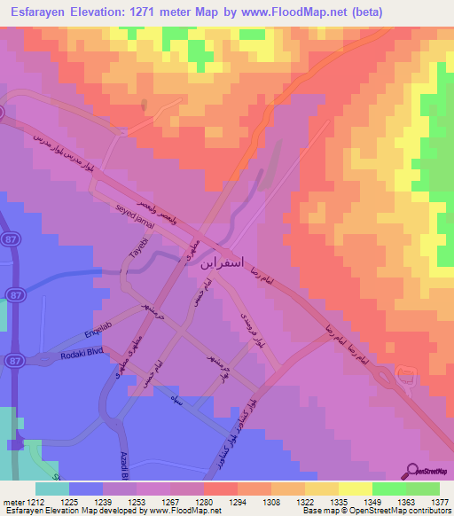 Esfarayen,Iran Elevation Map