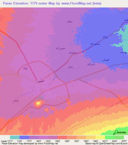 Paran,Iran Elevation Map