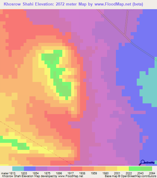 Khosrow Shahi,Iran Elevation Map