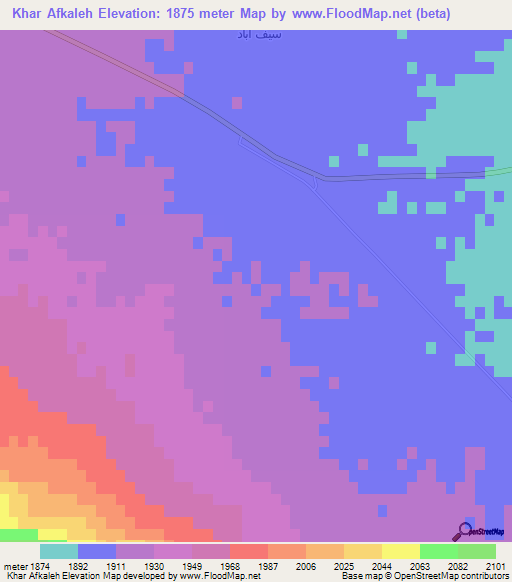 Khar Afkaleh,Iran Elevation Map