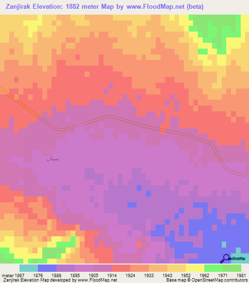 Zanjirak,Iran Elevation Map