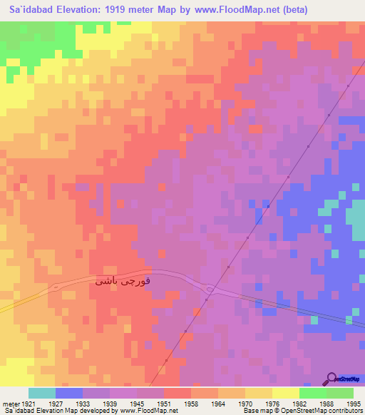 Sa`idabad,Iran Elevation Map