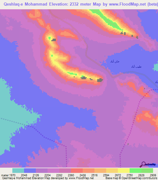 Qeshlaq-e Mohammad,Iran Elevation Map
