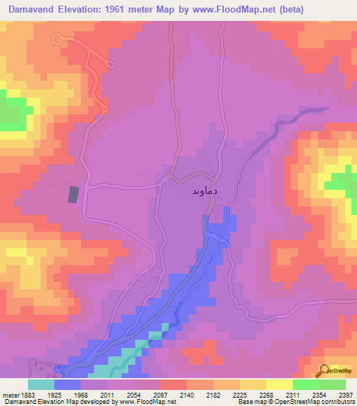 Damavand,Iran Elevation Map