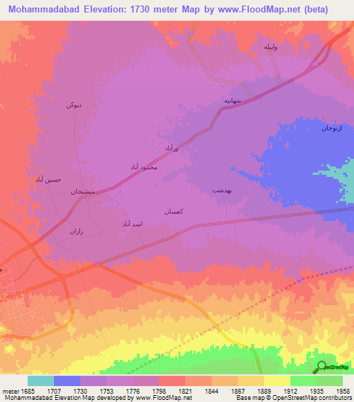 Mohammadabad,Iran Elevation Map
