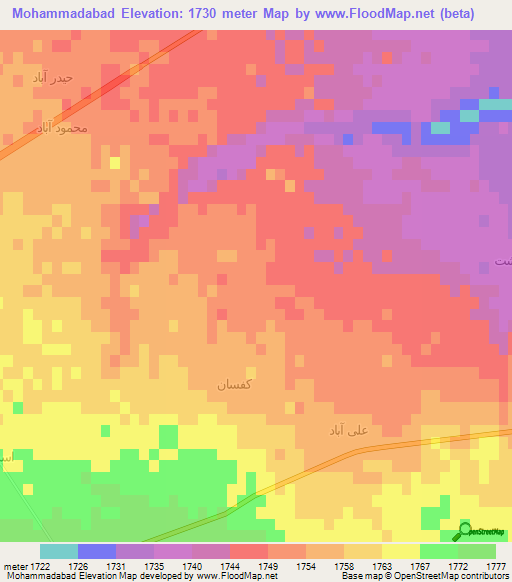 Mohammadabad,Iran Elevation Map