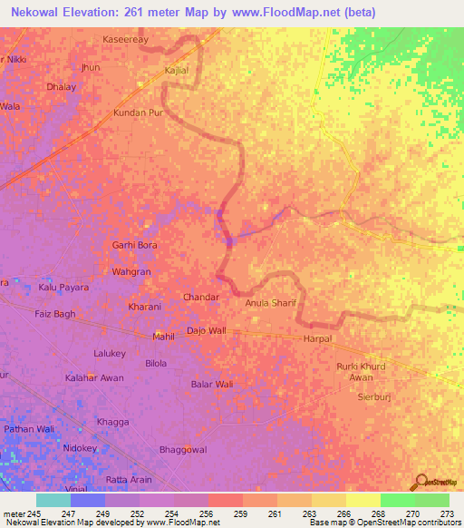 Nekowal,India Elevation Map