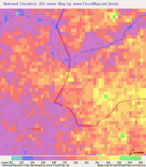 Nekowal,India Elevation Map
