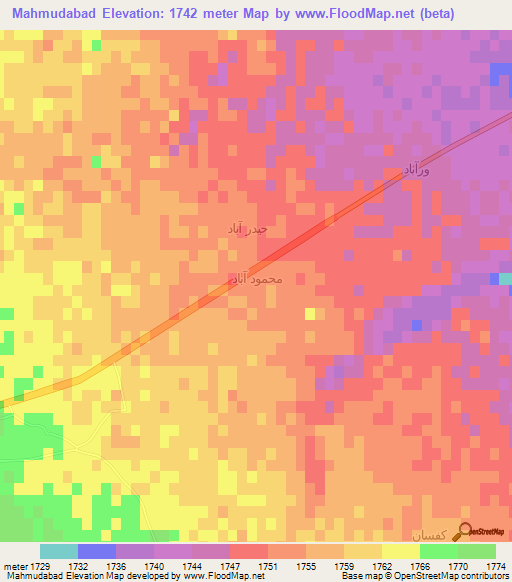 Mahmudabad,Iran Elevation Map