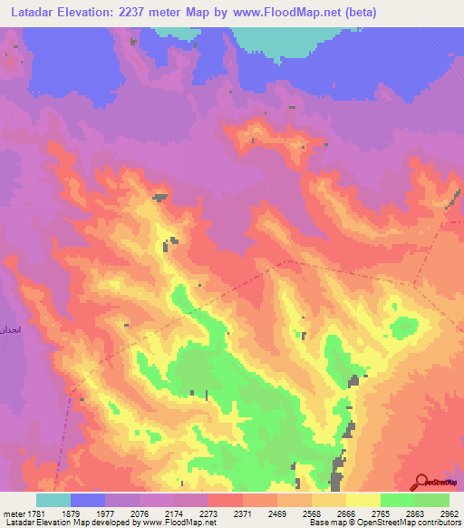 Latadar,Iran Elevation Map