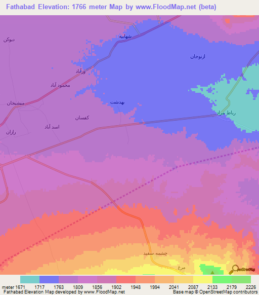 Fathabad,Iran Elevation Map