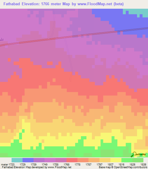 Fathabad,Iran Elevation Map