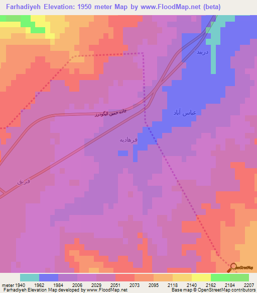 Farhadiyeh,Iran Elevation Map