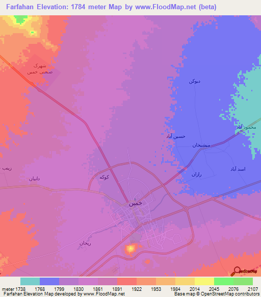 Farfahan,Iran Elevation Map