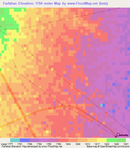 Farfahan,Iran Elevation Map