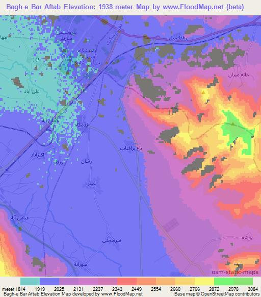 Bagh-e Bar Aftab,Iran Elevation Map