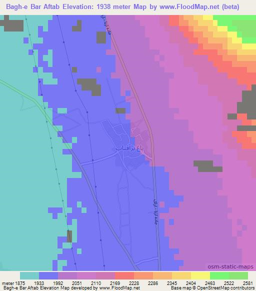 Bagh-e Bar Aftab,Iran Elevation Map