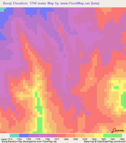 Bovaj,Iran Elevation Map