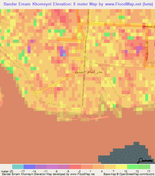 Bandar Emam Khomeyni,Iran Elevation Map