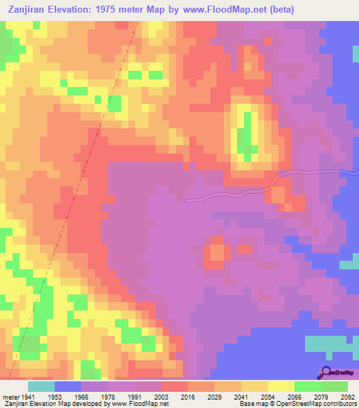 Zanjiran,Iran Elevation Map