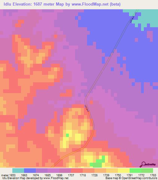 Idlu,Iran Elevation Map