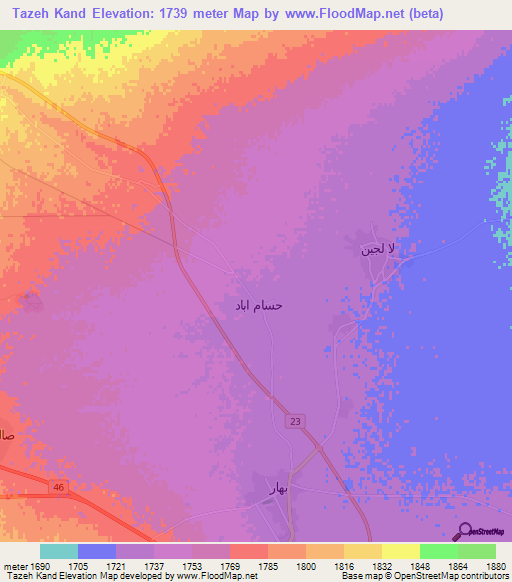Tazeh Kand,Iran Elevation Map