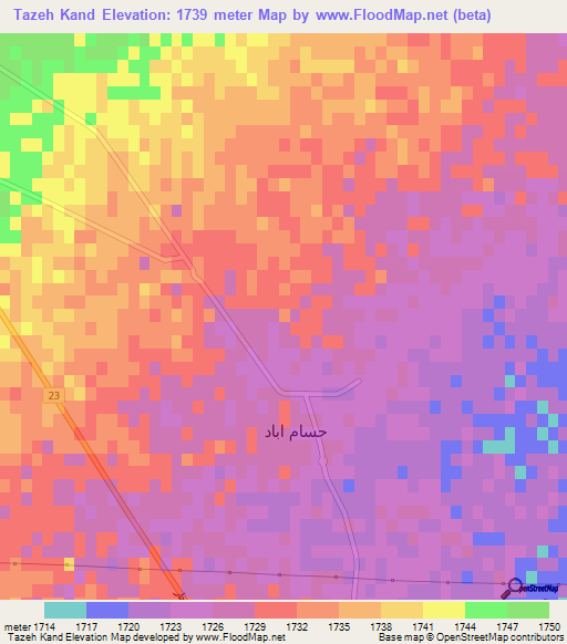 Tazeh Kand,Iran Elevation Map