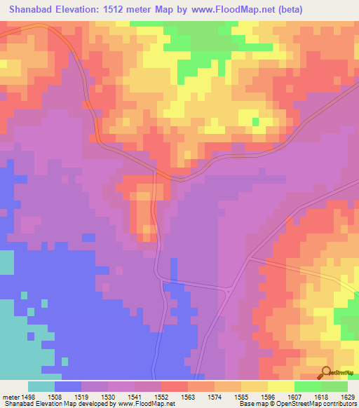 Shanabad,Iran Elevation Map