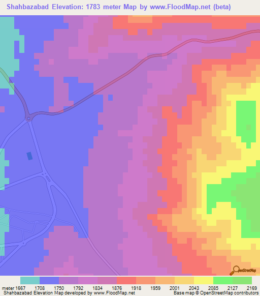 Shahbazabad,Iran Elevation Map