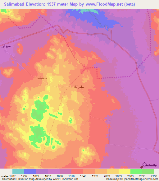 Salimabad,Iran Elevation Map