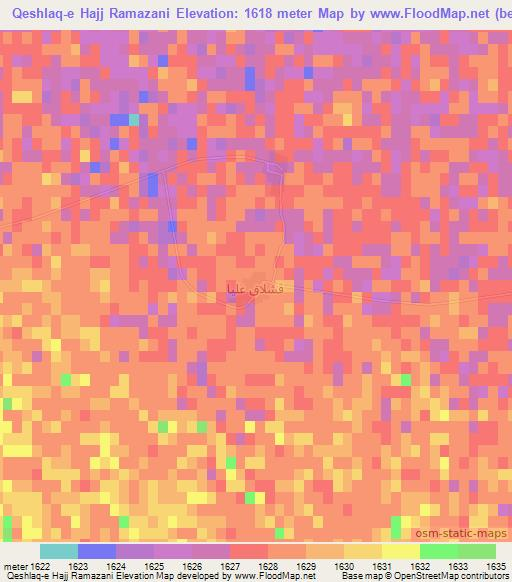 Qeshlaq-e Hajj Ramazani,Iran Elevation Map