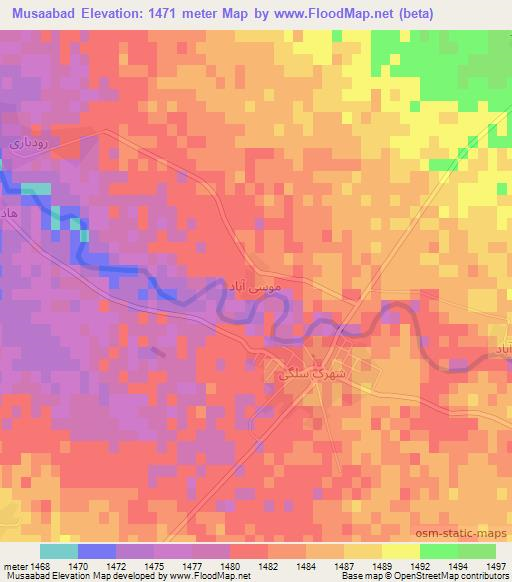 Musaabad,Iran Elevation Map