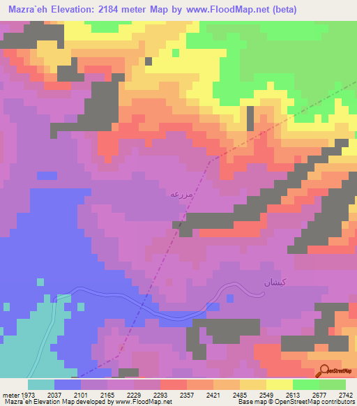 Mazra`eh,Iran Elevation Map