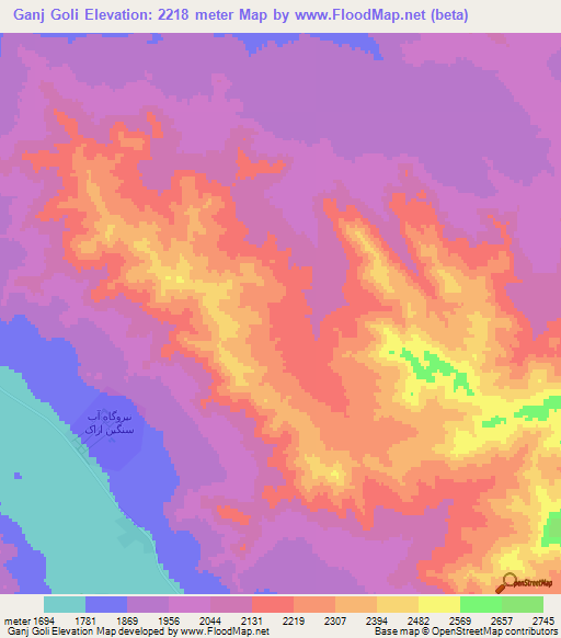 Ganj Goli,Iran Elevation Map