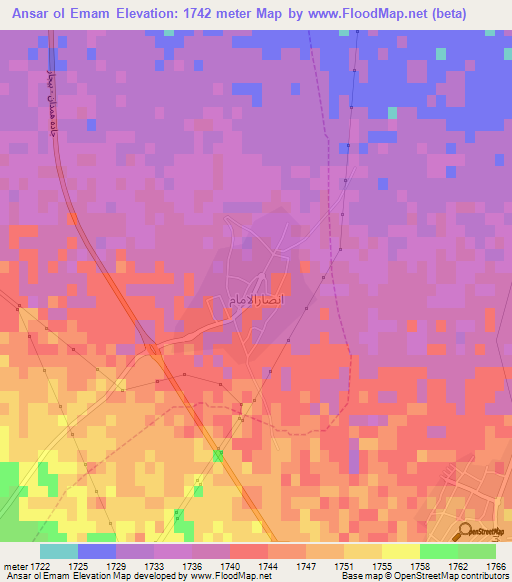Ansar ol Emam,Iran Elevation Map