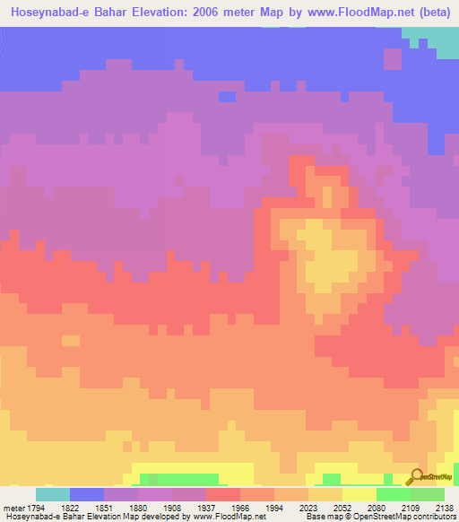 Hoseynabad-e Bahar,Iran Elevation Map