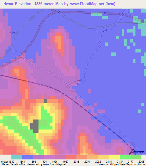 Hesar,Iran Elevation Map