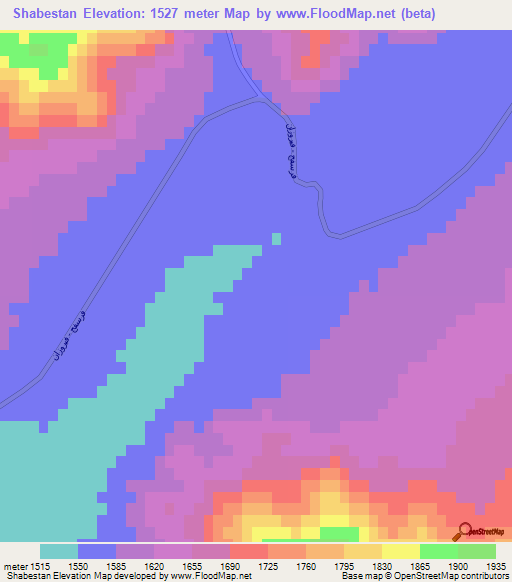 Shabestan,Iran Elevation Map