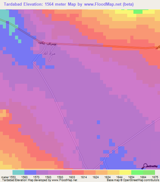 Tardabad,Iran Elevation Map