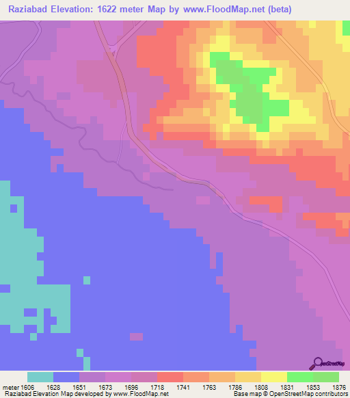 Raziabad,Iran Elevation Map