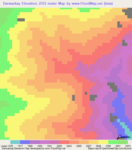Darwazkay,Afghanistan Elevation Map