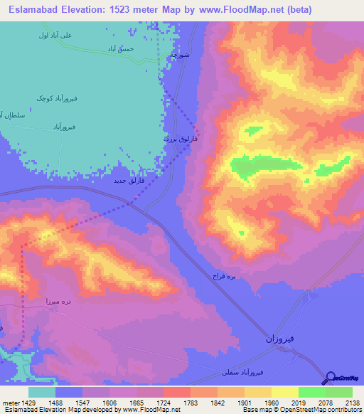 Eslamabad,Iran Elevation Map