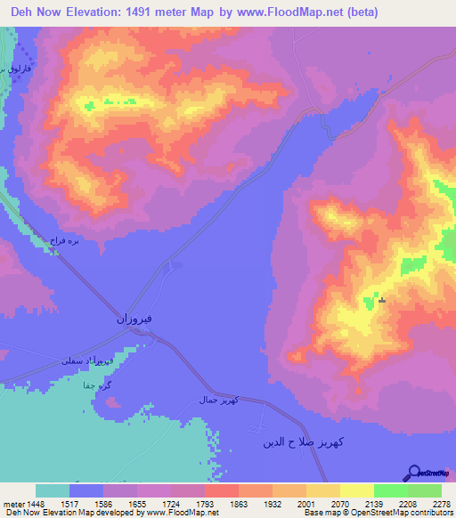 Deh Now,Iran Elevation Map