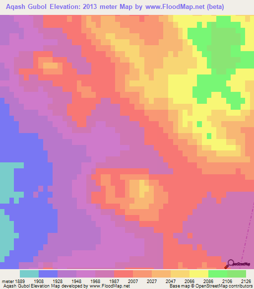Aqash Gubol,Iran Elevation Map