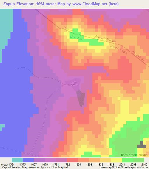 Zapun,Iran Elevation Map