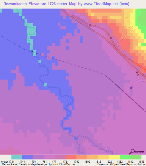 Rezvankadeh,Iran Elevation Map