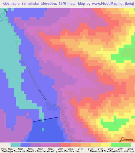 Qeshlaq-e Sarmehdar,Iran Elevation Map