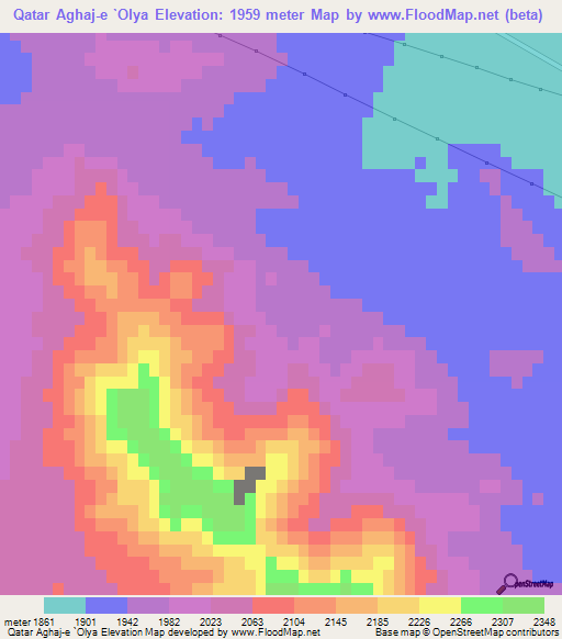 Qatar Aghaj-e `Olya,Iran Elevation Map