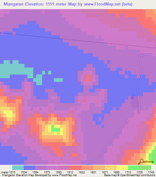 Miangaran,Iran Elevation Map