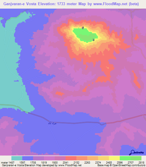 Ganjvaran-e Vosta,Iran Elevation Map